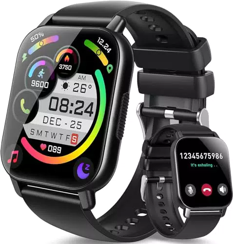 Smartwatch Damen Herren, Fitnessuhr Damen mit Telefonfunktion 1.85" Zoll Touchscreen