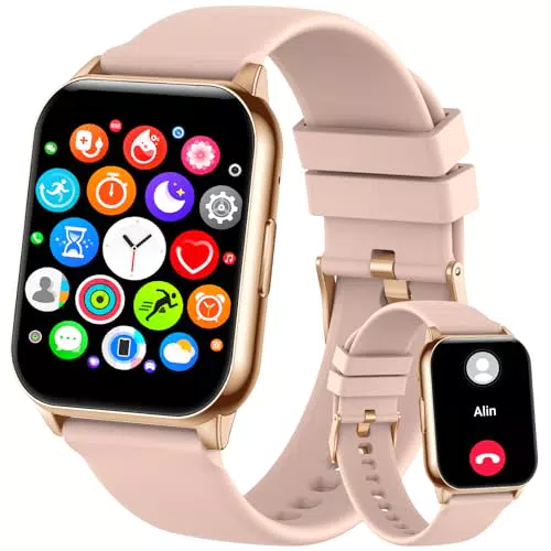 Smartwatch Damen Herren mit Telefonfunktion und 80+ Sportmodi - Wasserdichte Fitnessuhr mit Smartwatch-Funktionen