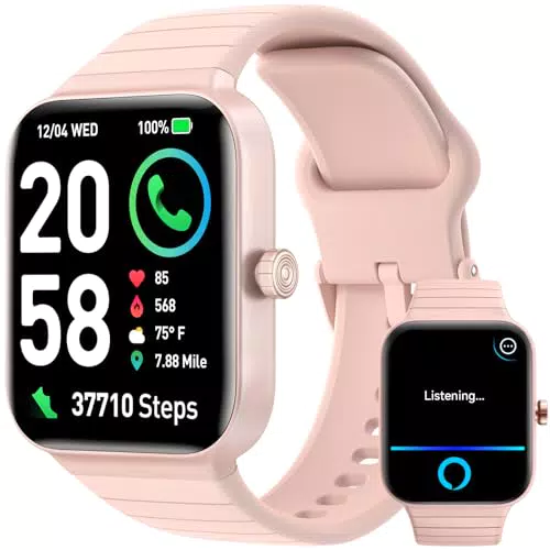 Smartwatch Damen mit Telefonfunktion und Alexa - Wasserdichte Sportuhr mit 100 Sportmodi und Pulsmesser