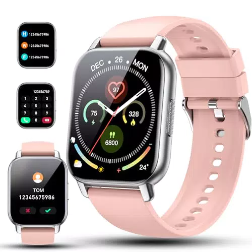 Smartwatch Herren Damen mit Telefonfunktion - Voll Touchscreen, IP68 Wasserdicht, Fitnessuhr mit Herzfrequenzmonitor, Schlafmonitor und Schrittzähler