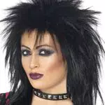 Smiffys Rock-Diva Perücke - Schwarze Lange Vokuhila-Frisur