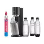 SodaStream Wassersprudler DUO mit CO2-Zylinder, 2x 1L Glasflasche und 2x 1L spülmaschinenfeste Kunststoff-Flasche