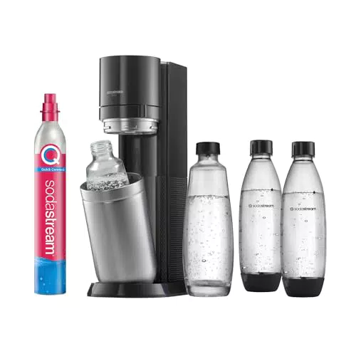 SodaStream Wassersprudler DUO mit CO2-Zylinder, 2x 1L Glasflasche und 2x 1L spülmaschinenfeste Kunststoff-Flasche