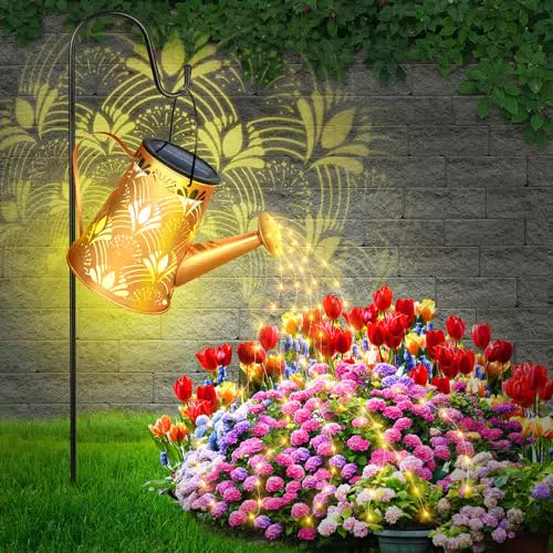Solar Gießkanne mit Lichterkette für den Garten - Vintage Design