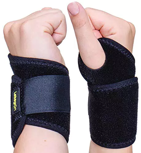 Handgelenkbandage mit Klettverschluss für Fitness und Krafttraining - Damen und Herren, schwarz