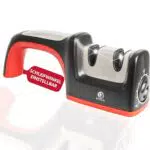STALLION Profi Messerschärfer mit einstellbarem Schleifwinkel - Manueller Messerschleifer - Doppelschleifsystem aus Karbonstahl und Keramik - Knife Sharpener für professionelles Messer Schärfen