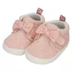 Sterntaler Babyschuh Herz für Mädchen aus bedrucktem Baumwollstoff - Babyschuhe mit Klettverschluss und Schleife