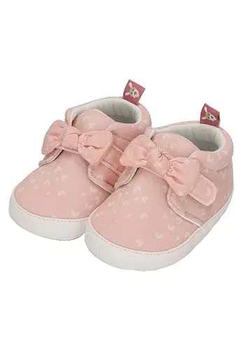 Sterntaler Babyschuh Herz für Mädchen aus bedrucktem Baumwollstoff - Babyschuhe mit Klettverschluss und Schleife