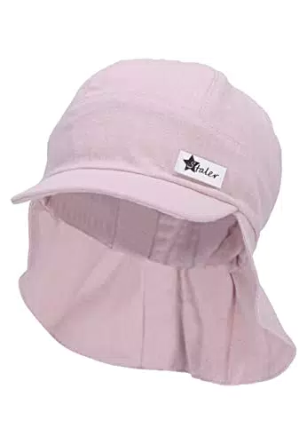 Sterntaler Kinder Sonnenhut mit Nackenschutz, Leinenoptik, Rosa
