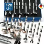 Bohrkronen-Set von STONE REEF, 12-teilig, 12-50mm, inkl. Aufbewahrungsbox - Holz, Topfbohrer, Forstner, 40mm.