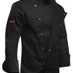Kochjacke Herren Slim Fit mit Druckknöpfen - Langarm - Schwarz