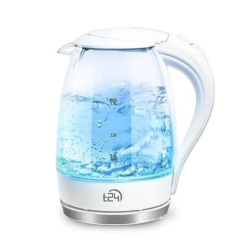 Glas Wasserkocher mit LED-Beleuchtung - 1,7 Liter, 2200W, Heißwasserspender