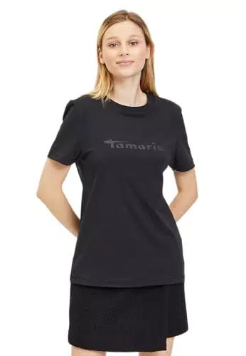 Tamaris Damen T-Shirt Aalen - Schwarz - Größe XXL.
