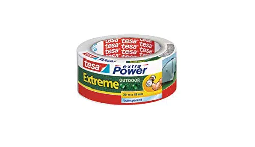 Tesa Extra Power Extreme Outdoor Gewebeband - Gewebeverstärktes Ductape für den Außenbereich - Transparent
