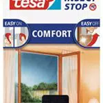 tesa Insect Stop COMFORT Fliegengitter für Fenster - Insektenschutz mit Klettband selbstklebend - Fliegen Netz ohne Bohren - anthrazit