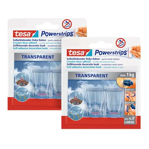 Transparente Selbstklebende Haken für Glasoberflächen - Starke Halteleistung - 2er Pack