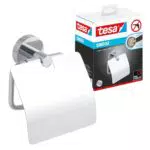 tesa SMOOZ Klebehaken, verchromt, runde Form - Bad-Haken zur Wandbefestigung ohne Bohren