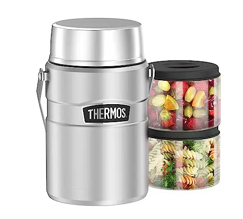 Thermos Edelstahl Essenbehälter mit Henkel, 1,2l - Warm/Kalt 24h - Ideal für Nudeln, Suppe, Müsli