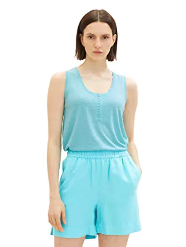 TOM TAILOR Damen Basic Top mit Knopfleiste