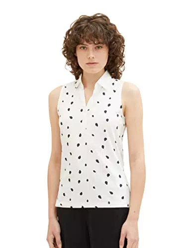 TOM TAILOR Damen Polo Top mit Navy Dot Design