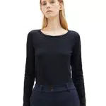 TOM TAILOR Damen Basic Langarmshirt mit Rippstruktur