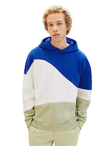 TOM TAILOR Denim Herren 1037604 Relaxed Fit Colorblock Hoodie