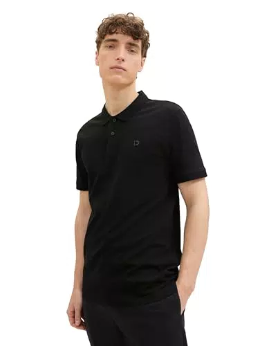 TOM TAILOR Denim Herren Poloshirt Piqué - Schwarz