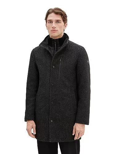 TOM TAILOR Herren 1037349 2-in-1 Wollmantel mit integrierter Innenjacke