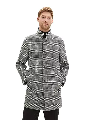 TOM TAILOR Herren 1037407 3-Knopf Wollmantel mit Stehkragen