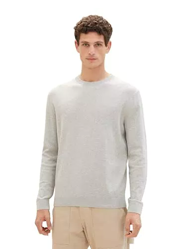 TOM TAILOR Herren Basic Crewneck Pullover aus Baumwolle