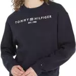 Tommy Hilfiger Damen Sweatshirt Modern Regular Corporate Logo, Blau