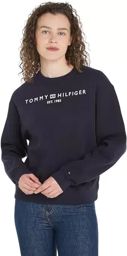 Tommy Hilfiger Damen Sweatshirt Modern Regular Corporate Logo, Blau