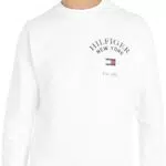 Tommy Hilfiger Herren Langarmshirt Arched Varsity Sweatshirt, Baumwolle - Weiß