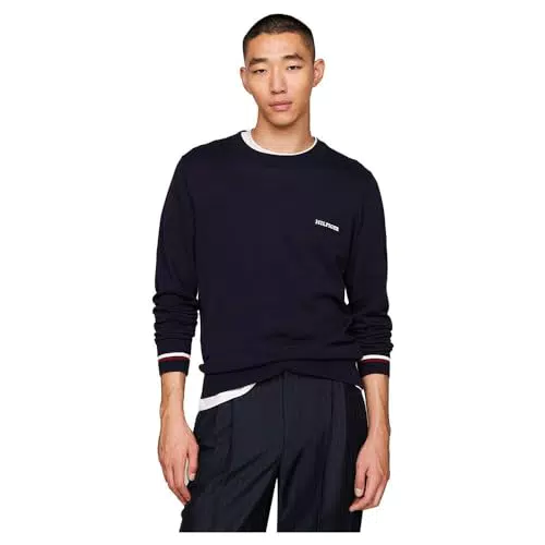 Tommy Hilfiger Herren Pullover Global Stripe Crew Neck aus Baumwolle