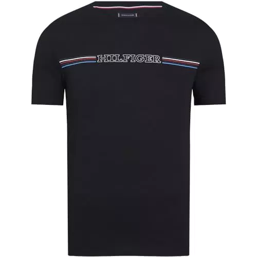 Tommy Hilfiger Herren T-Shirt mit Streifenmuster und Rundhalsausschnitt