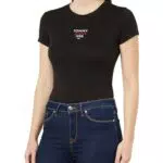 Tommy Jeans Damen T-Shirt Slim Essential Logo Rundhalsausschnitt