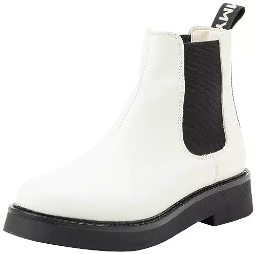 Tommy Jeans Damen Chelsea Stiefel - Weiße Flache Stiefeletten