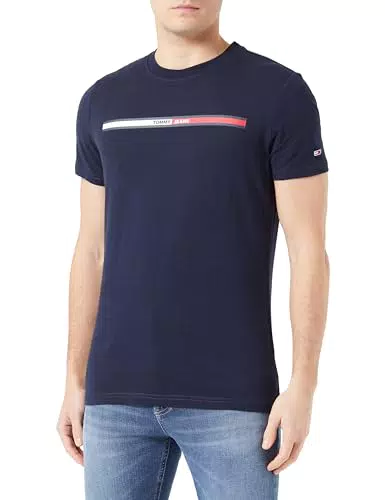Tommy Jeans Herren T-Shirt Essential Flag Tee - Rundhalsausschnitt - Blau