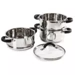 Tower Essentials Dampftopf Induktion mit Glasdeckel und Silikongriffen