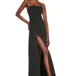 TRENDYOL Damen Abendkleid mit Schlitz und Ausschnitt, Schwarz