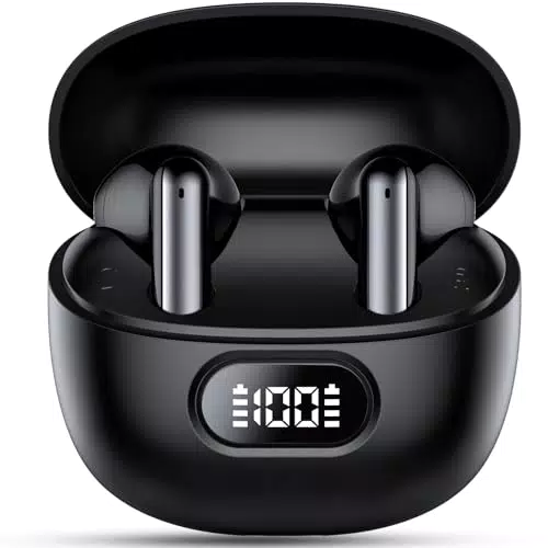 Bluetooth Kopfhörer mit 4 HD Mics und 40 Std Spielzeit - Kabellos und Wasserdicht