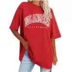 Damen T-Shirt Los Angeles Baumwolle Blusen Rundhals Tee - UHouse Sale