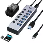 USB-Hub Aktiv 3.0 von LIONWEI mit 10 Ports und USB-C-Datenanschluss