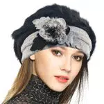 Damen Wolle Barette von VECRY - Angora Beanie für den Winter - Schwarz