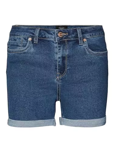 Vero Moda Damen Shorts Luna Fold - Medium Blue Denim - XXLW / 34