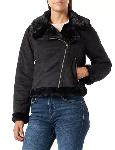 Vero Moda Damen Faux Suede Jacke - Schwarze Damenjacke