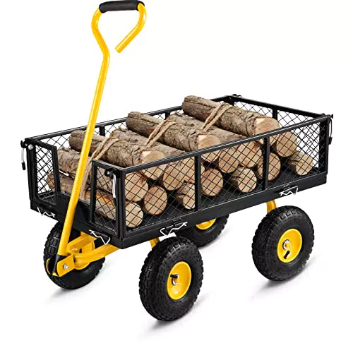 VEVOR Gartenwagen mit Gerätewagen und 4 Rädern aus Stahl für Gärten und Höfe