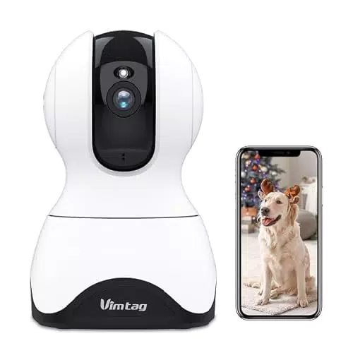 Vimtag Überwachungskamera für Haustiere mit App und WLAN - 4MP, 2.5k, 8X Digitalzoom, 360° Bewegungsmelder, 2-Wege-Audio, Sprachsteuerung
