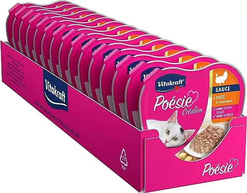 Vitakraft Poésie Création Katzenfutter mit Pute in Käsesauce, für ausgewachsene Katzen