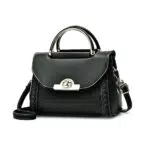 Handtasche Damen aus PU Leder mit Top Griff - Elegante Schultertasche in Schwarz